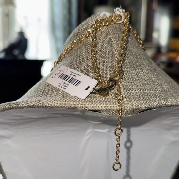 Talbots Pink necklace chain link Gold toned resin adjustable NEW - Picture 3 of 3